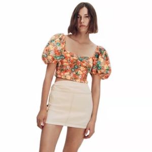 Zara Orange Floral Crop Top NWOT